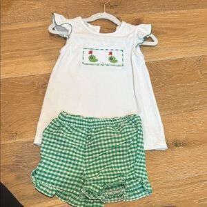 Kids White and Green Matching Set